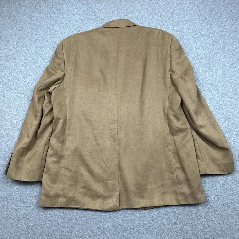 Chaps Ralph Lauren Blazer 44R Classic Fit Brown Faux-Suede Sport Coat Jacket EUC